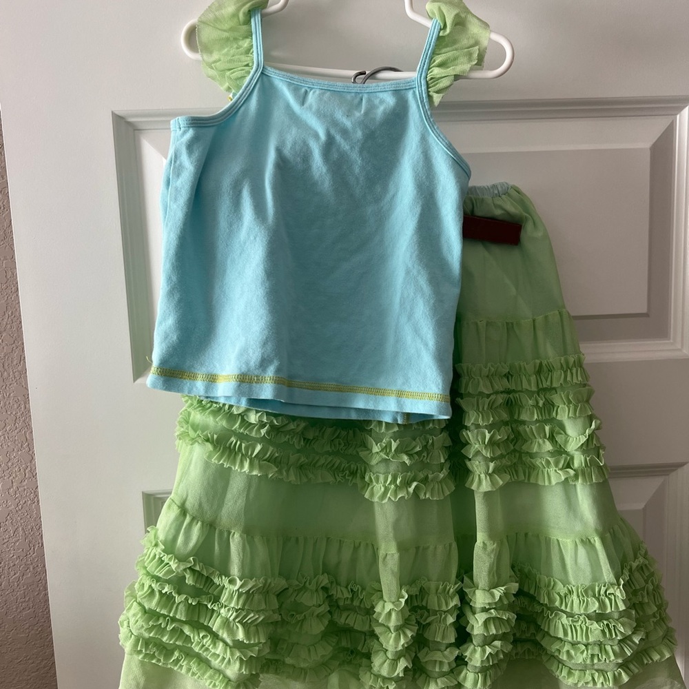 B. Lulu Tanktop and skirt in blue and green. Size 6 - Picture 2 of 8